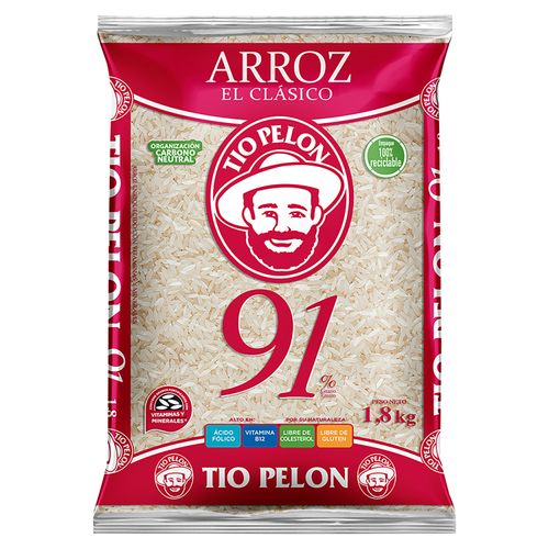 Arroz Tío Pelón 91% grano entero - 1800 g