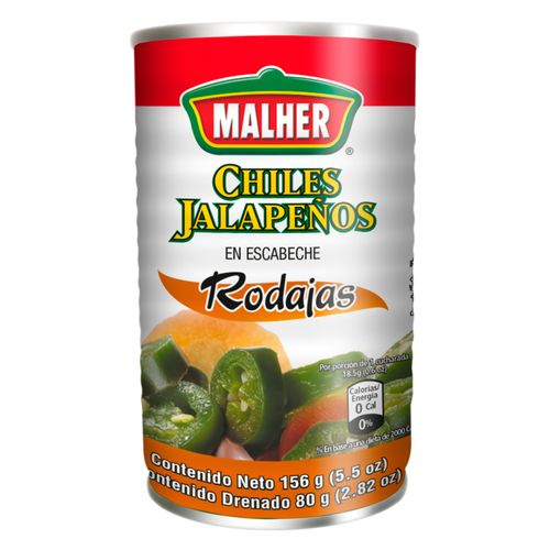 Chiles jalapeños Malher rodajas en escabeche lata - 156 g