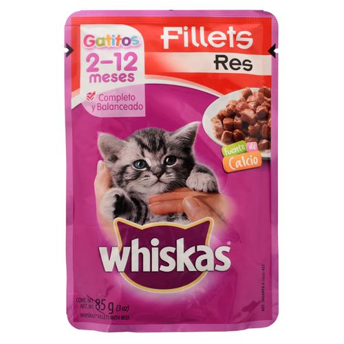 Alimento húmedo Whiskas para gatito sabor fillets res - 85 g