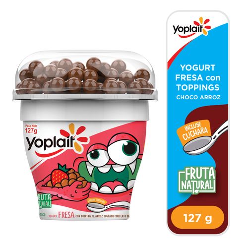 Yogurt Yoplait Infantil Toppingr Choco Arroz Batido Fresa - 127Gr