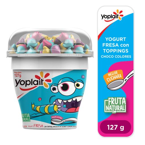 Yogurt Yoplait Infantil Toppingr Choco Color Batido Fresa - 127Gr