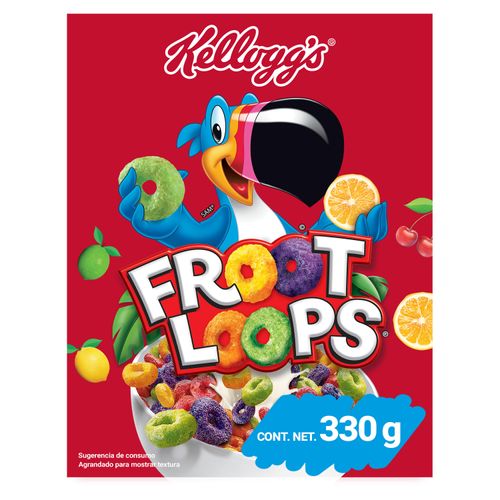 Cereal Kellogg's® Froot Loops® Sabor Original - Aritos de Maíz, Trigro y Avena con Sabor a Frutas - 1 Bolsa de 330gr