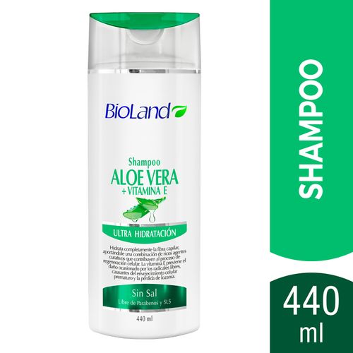 Shampoo Bioland Aloe Vera + Vit E Ulra Hidratación Sin Sal -440 ml