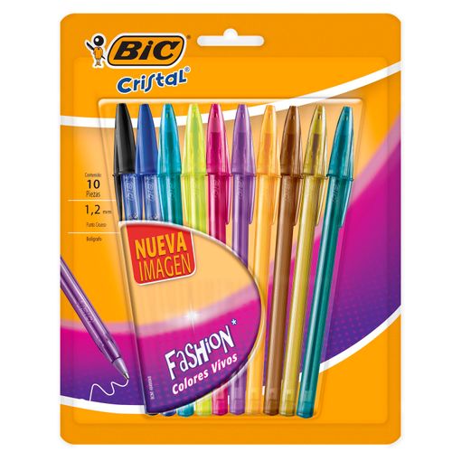 Boligrafo Bic Fashion Surtido Colores - 10 unidades
