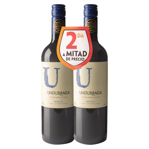 2 Pack Vino Tinto Undurraga Merlot -1500ml