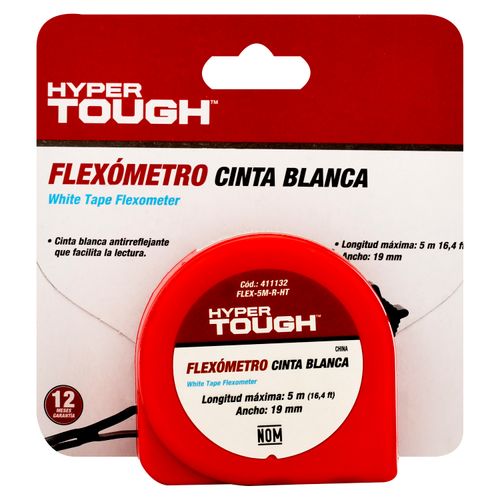 Flexómetro Hyper Tough cinta blanca 5 mt largo - 1 ud