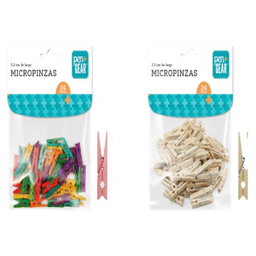 Micropinzas Pen + Gear De 3.5cm- 24pz