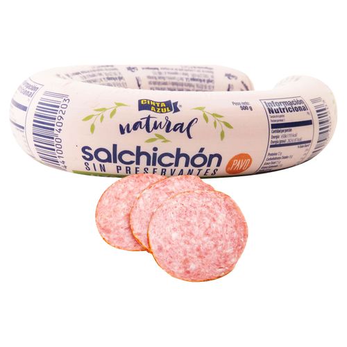 Salchichón de Pavo Natural Cinta Azul  - 500Gr