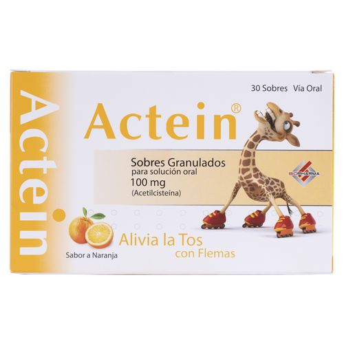 Acetilcisteína Biopharma Actein C Sobres Granulados alivia la tos con flemas 100 mg, Precio indicado por unidad