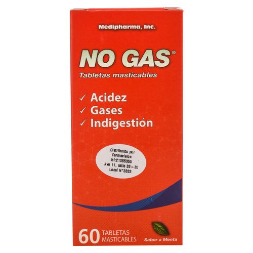 Tabletas Masticables No Gas, Precio indicado por unidad