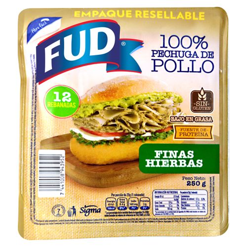 Pechugra De Pollo Fud Finas Hierbas - 250Gr