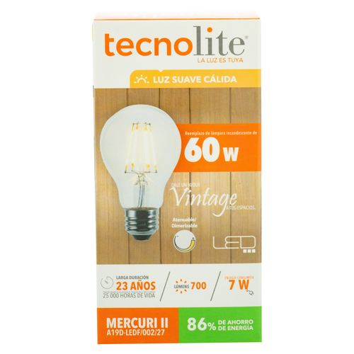 Bombillo Tecnolite LED Filamento DIM 7W E27 2700K