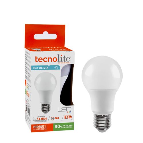 Bombillo Tecnolite LED A19 8.5W100-240V6500KE27800LM
