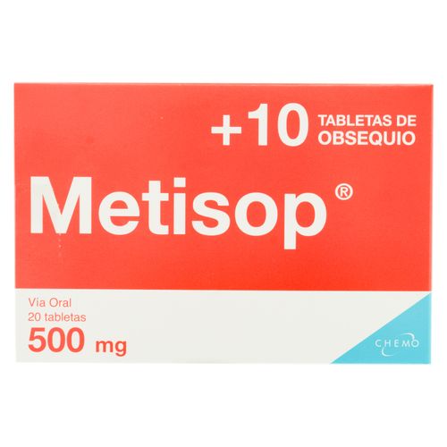 Metisop Chemo 500 Mg, Precio indicado por unidad