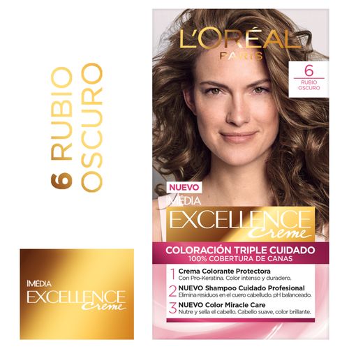 Tinte para el cabello Permanente L'Oréal Paris Excellence Creme Tono 6 rubio oscuro