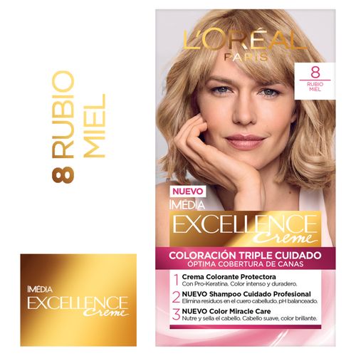 Tinte para el cabello Permanente L'Oréal Paris Excellence Creme Tono 8 rubio claro