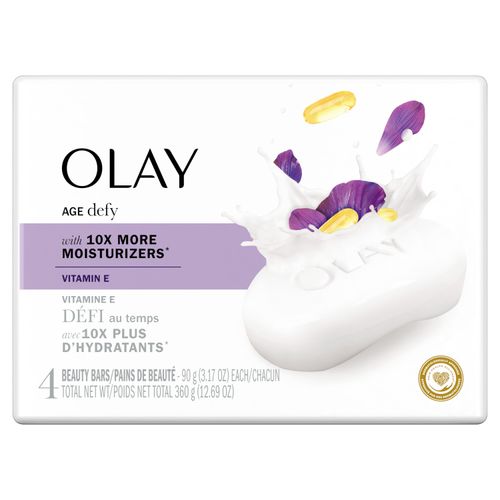 Jabón en Barra Olay Moisture Outlast Age Defying Beauty Bar con complejo de vitamina B3, 3.17 oz, 4 unidades