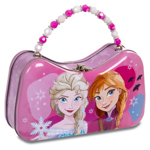 Bolso Metálico con Cuerdas y Perlas Frozen tamaño grande para guardar diferentes accesorios.