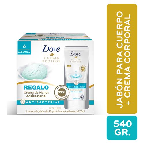 Jabón de baño Dove antibacterial cuida y protege más regalía 6 pack - 540 g