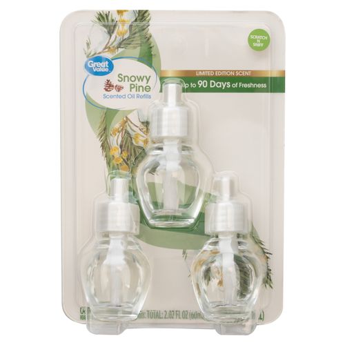 3 Pack Aromatizante Great Value Respuesto Snowy Pine -60ml