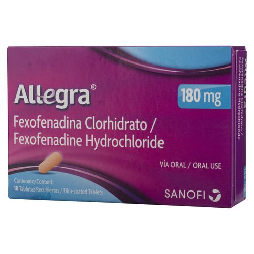 Allegra 180mg caja 10 tabletas - Precio indicado por tableta