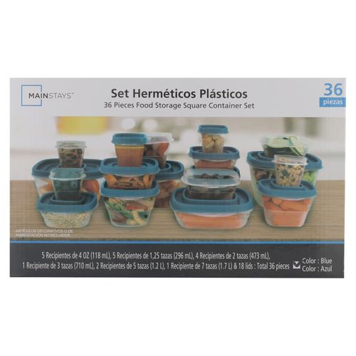 Set Mainstays Hermeticos Plásticos 36 Piezas