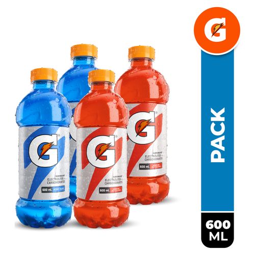 4 Pack Bebida Gatorade Berry Blue Naranja -2400ml