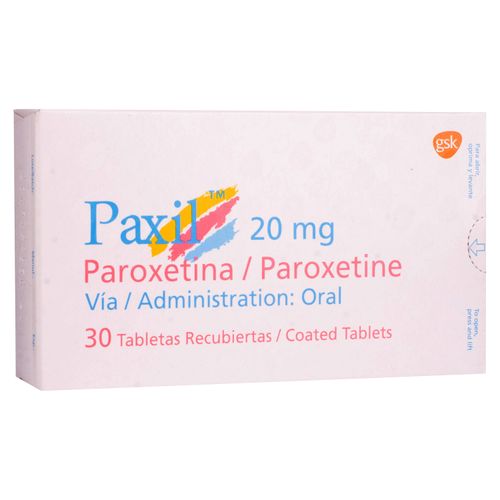 Paxil 20 Mg, Precio indicado por unidad