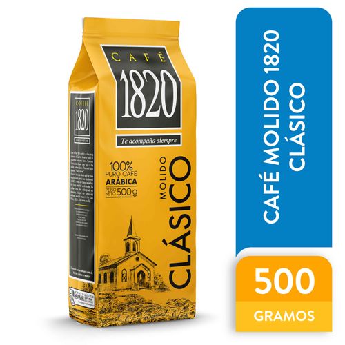 Café 100% Puro, Arabica 1820 Molido Clásico, Tueste Oscuro -500gr