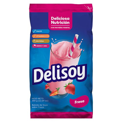 Bebida Delisoy De Soya, Sabor Fresa -360gr