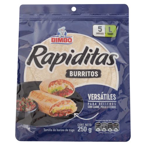 Tortilla Bimbo Trigo Burritos Clásicas 5 Unidades - 250gr