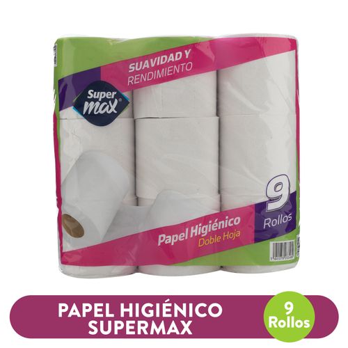 Papel Higiénico Supermax 330 Hojas Dobles 9 Rollos