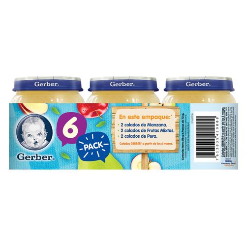 Colado Gerber para bebé sabores surtidos en frasco 6 pack - 678 g