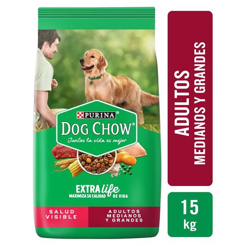 Alimento Purina Dog Chow para perros adultos razas medianas y grandes extra life - 15 kg