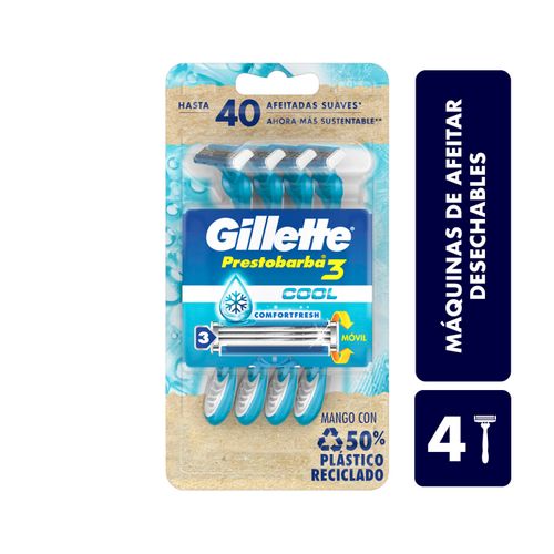 Rasuradora Gillette Prestobarba3 Fresh con Eucalipto y 3 Hojas, 4 Uds