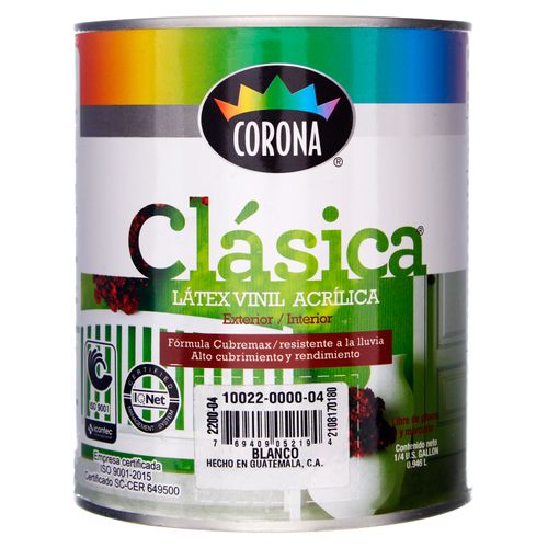 Pintura Látex Corona Color Blanco Clásica -946ml