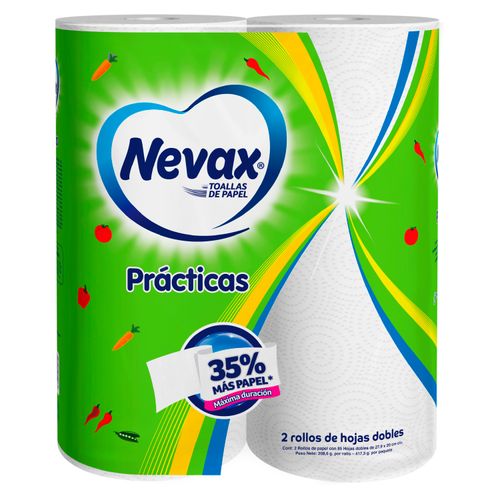 Toallas De Papel Nevax Prácticas Máxima Duración - 2 Rollos