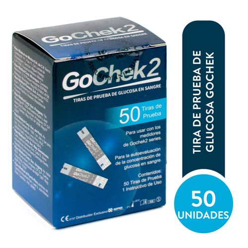 Kit de glucómetro Go chek 2 con 50 tiras reactivas