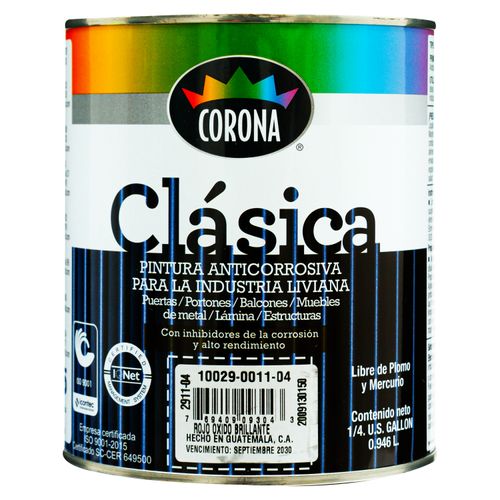 Pintura Corona Anticorrosivo Clásico Color Rojo -946ml
