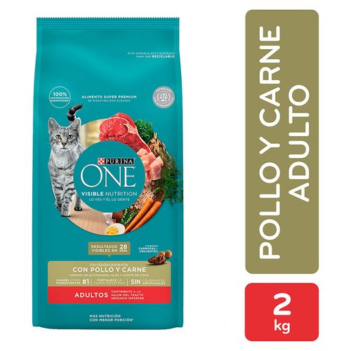 Alimento Gato Adulto Purina One Pollo Y Carne 2kg
