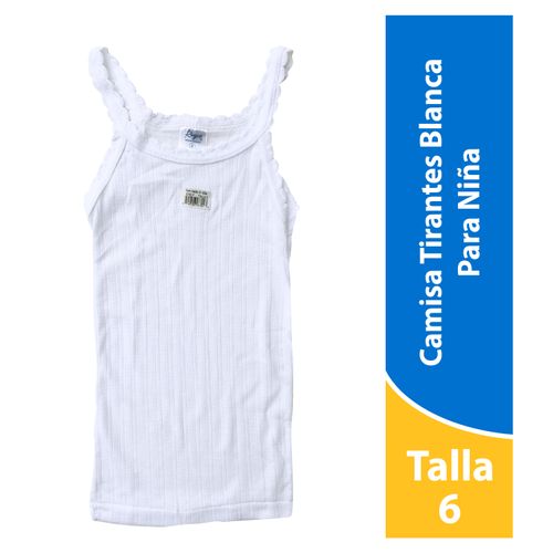 Camiseta Reyco Color Blanco De Tirantes, Para Niña - Talla 6