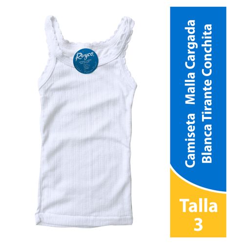 Camiseta Malla Cargada Reyco Color Blanco De Tirantes, Para Bebé - Talla 3