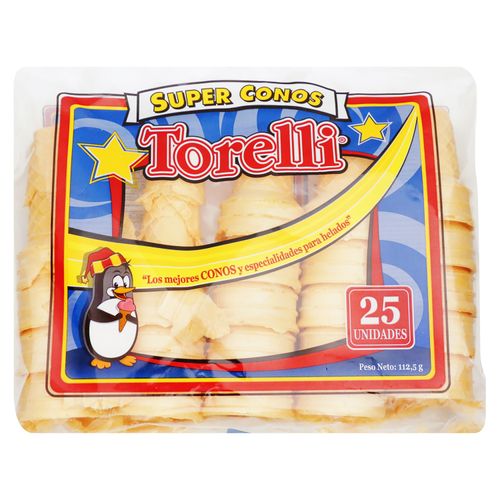 Super conos Torelli crujientes para helados - 25 uds