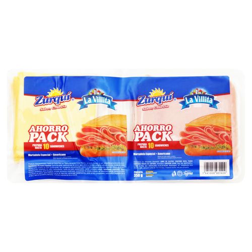 Mortadela Zurquí y Queso La villita ahorro pack -350 g