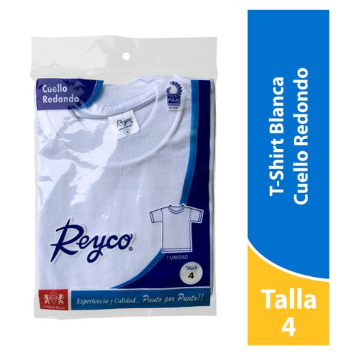 Tshirt Reyco Niño Cuello Redondo, Color Blanca - Talla 4