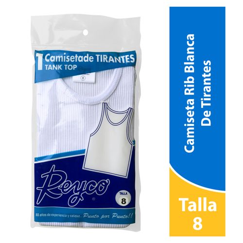 Camiseta Rib Reyco Para Niño De Tirantes, Color Blanco - Talla 8