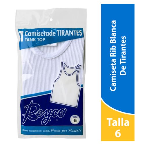 Camiseta Rib Reyco Para Niño De Tirantes, Color Blanco - Talla 6