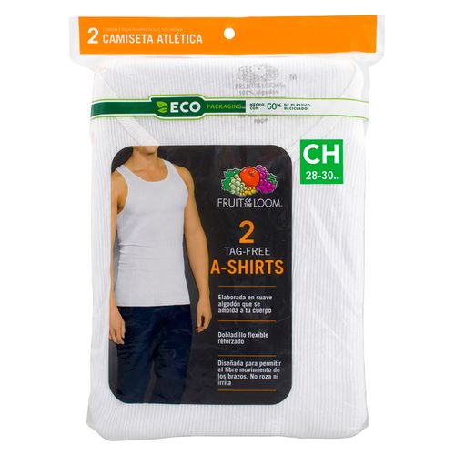 Playera Blanca Fruit Of The Loon, Caballero Tirantes 2 Pack Talla S