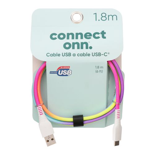 Cable Onn USB A USB C con luz colores surtidos 1 .8 m