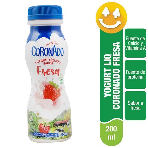 Yogurt Líquido Coronado Sabor Fresa, Semidescremado - 200ml